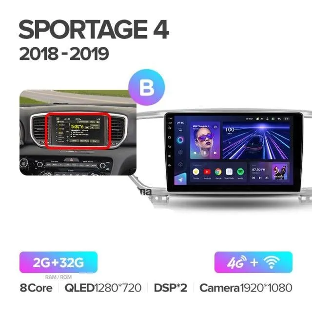 Car Dealz Elite 4G Data Model 10.2" Android 12.0 For Kia Sportage 4 QL 2018-2019 In Dash Plus OEM Fascia