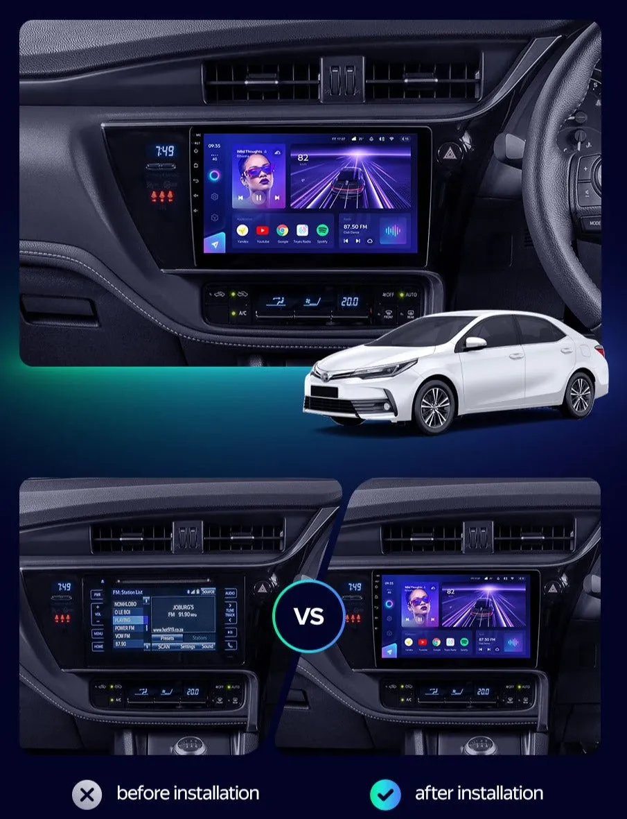 Car Dealz Elite 4G Data Model 10.2" Android 12.0 For Toyota Corolla 11 2017-2018 In Dash Plus OEM Fascia