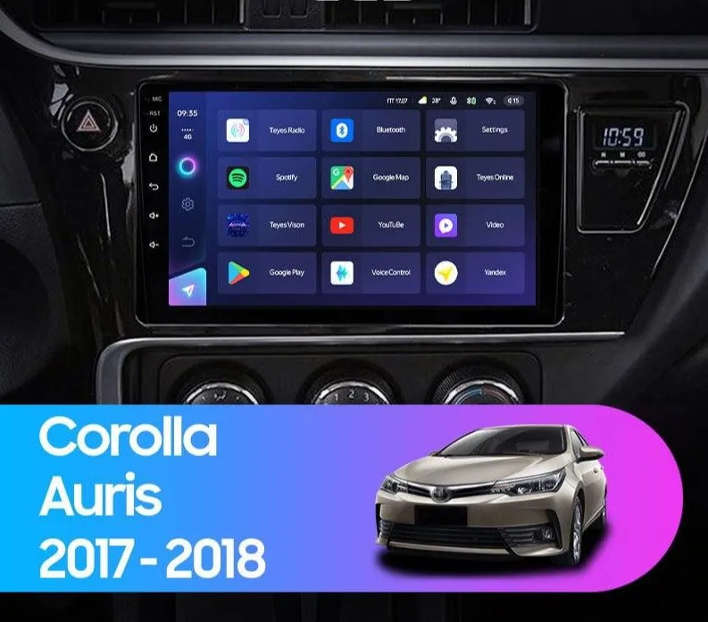 Car Dealz Elite 4G Data Model 10.2" Android 12.0 For Toyota Corolla 11 Auris E180 2017-2018 In Dash Plus OEM Fascia