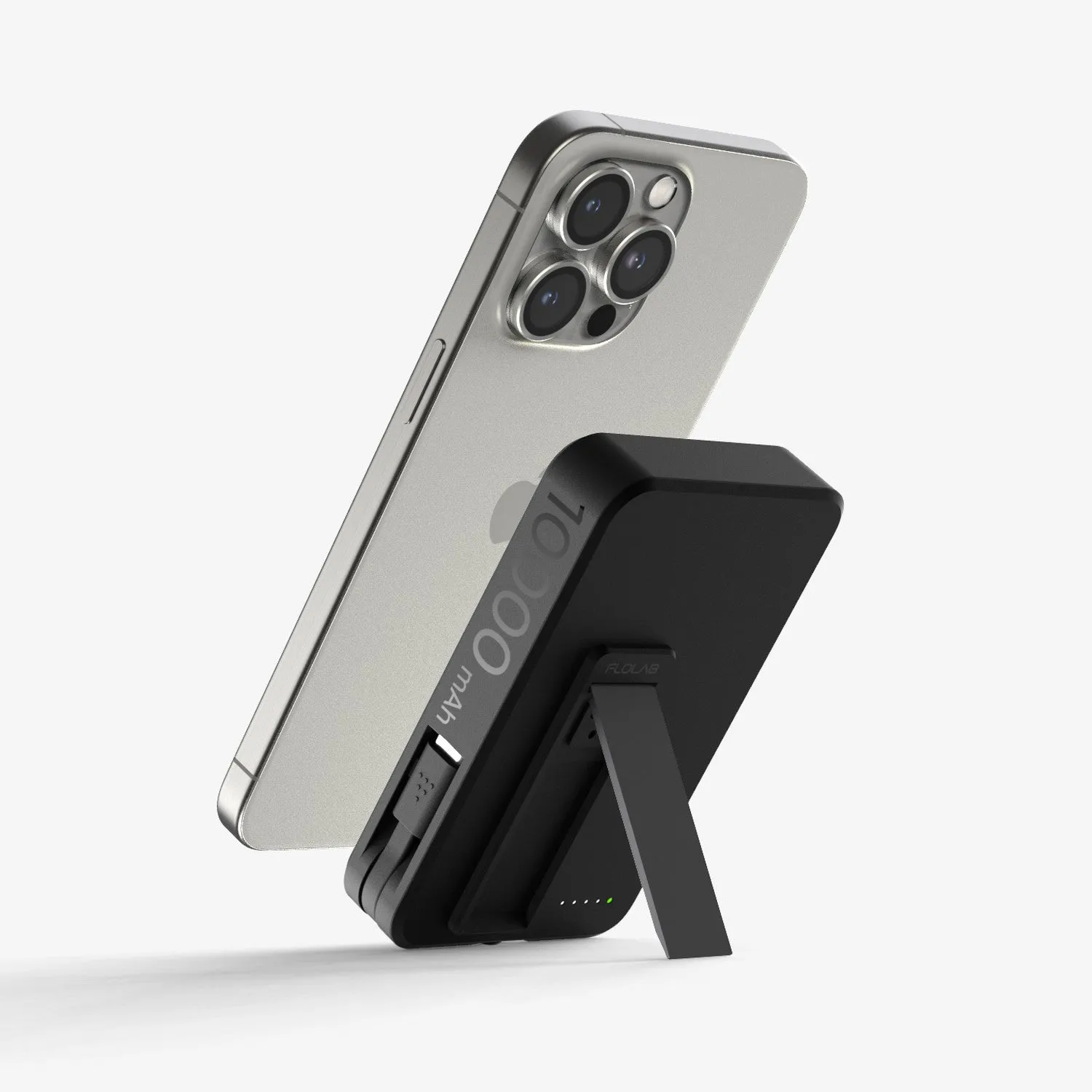 COMING SOON - FLOLAB PowerFLO Qi2 15W Wireless Power Bank - Kickstand, MagSafe Compatible, Fast Charging, Build in Cable