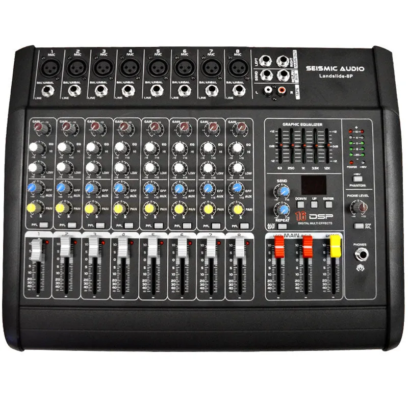 Complete PA Package - 2 Passive 15" PA Speakers, 2 Powered 18" Subwoofers, 8 Channel Powered Mixer, 2Ch Wireless Mic System, Sub Poles & Cables