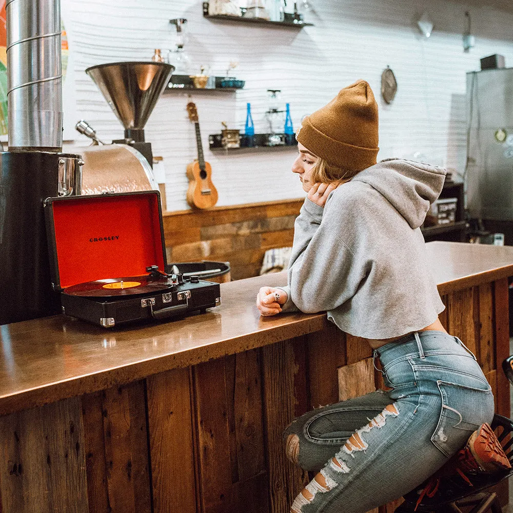 Crosley Cruiser Bluetooth Portable Turntable - Black   Bundled Majority D40 Bluetooth Speakers