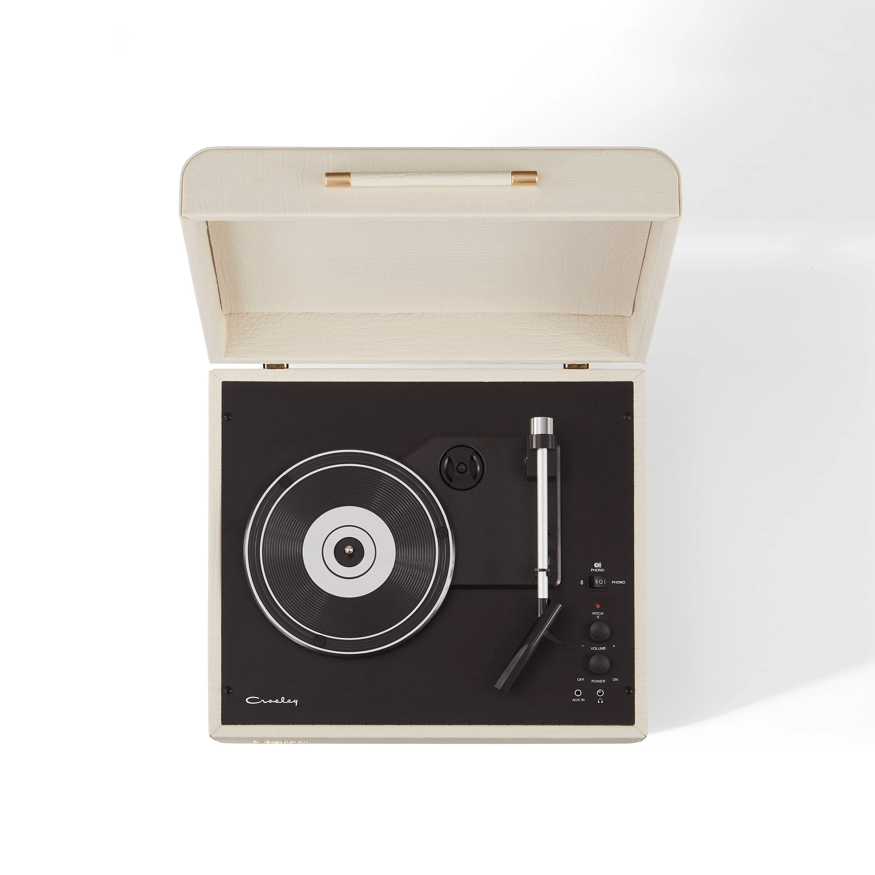 Crosley Mercury Turntable - Cream   Bundled Crosley Record Storage Crate