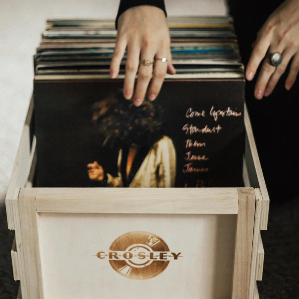 Crosley Mercury Turntable - Cream   Bundled Crosley Record Storage Crate