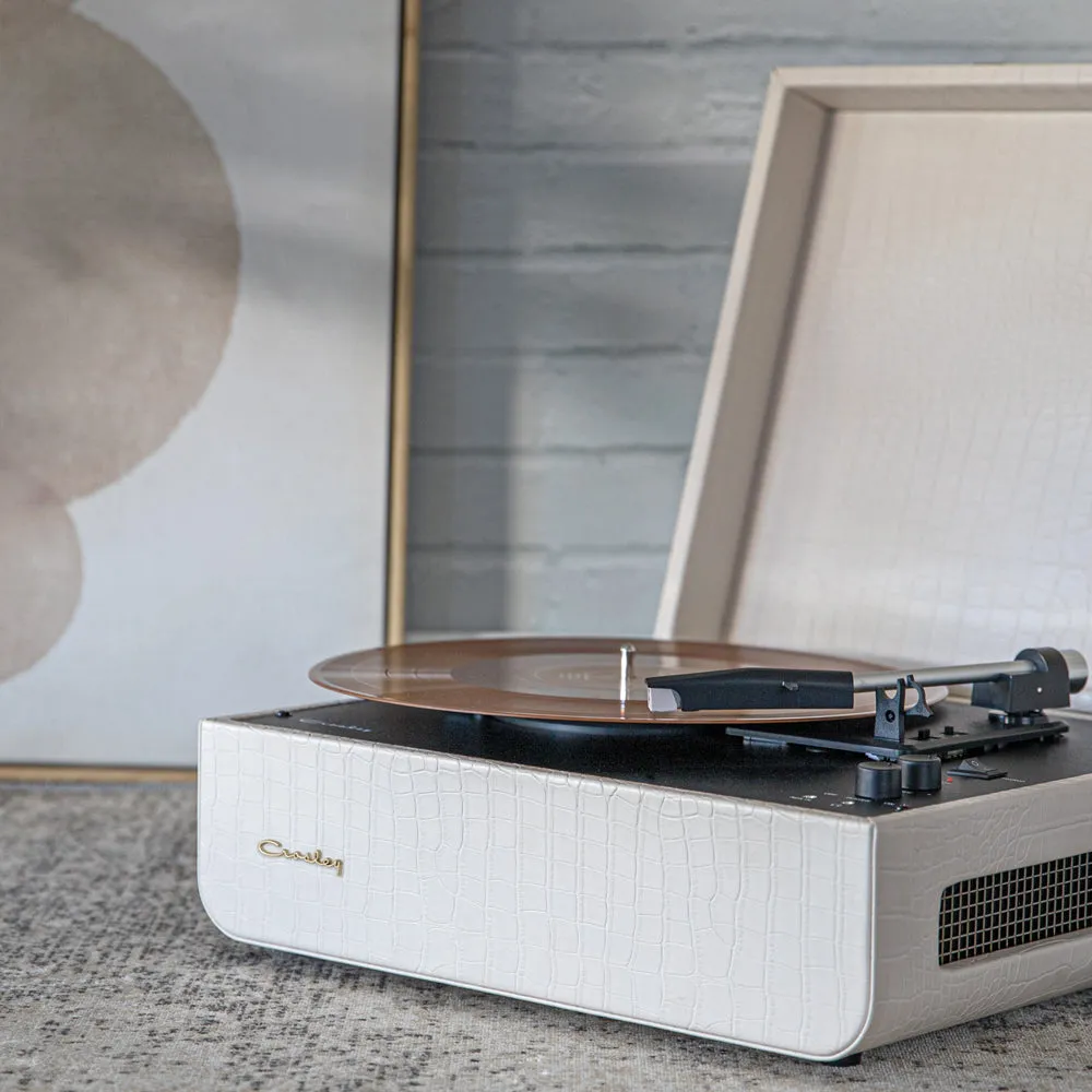 Crosley Mercury Turntable - Cream   Bundled Crosley Record Storage Crate