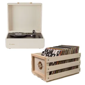 Crosley Mercury Turntable - Cream   Bundled Crosley Record Storage Crate