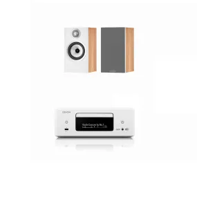 Denon CEOL RCD-N12 DAB  Hi-Fi System White with Bowers & Wilkins 606 S3 Speakers Pair Oak
