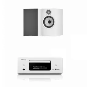 Denon CEOL RCD-N12 DAB  Hi-Fi System with Bowers & Wilkins 606 S3 Speakers Pair White