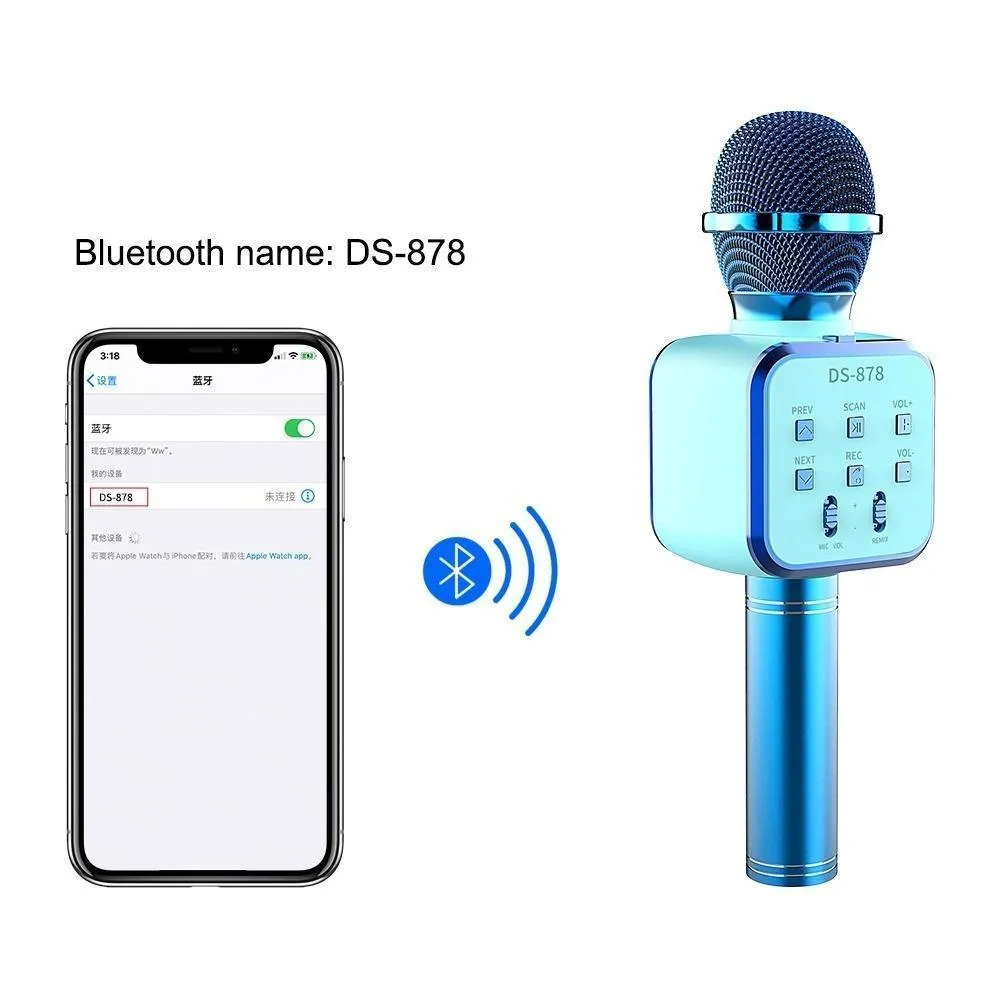 DS 878 Wireless Bluetooth Karaoke Microphone with Built-in HIFI Speaker