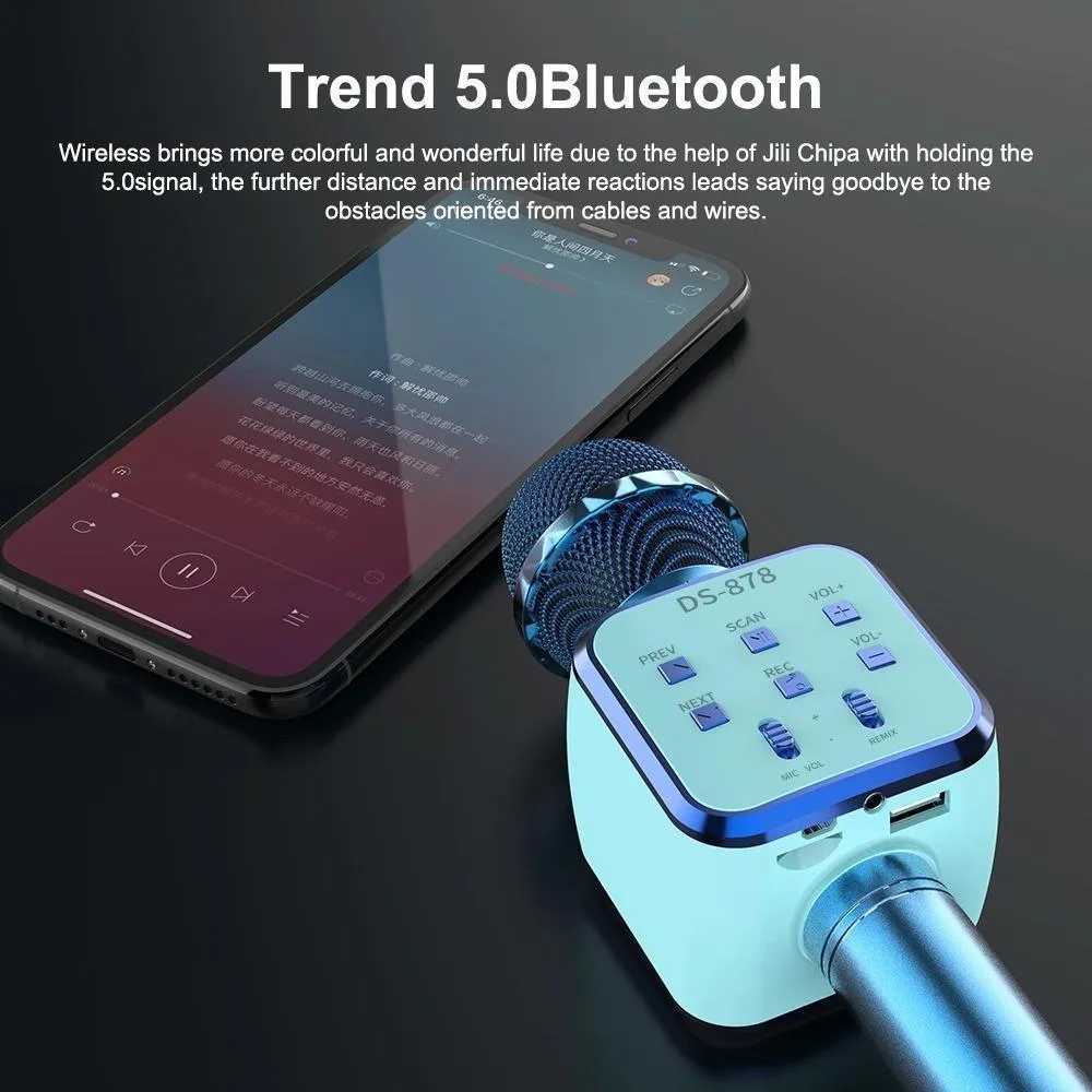 DS 878 Wireless Bluetooth Karaoke Microphone with Built-in HIFI Speaker