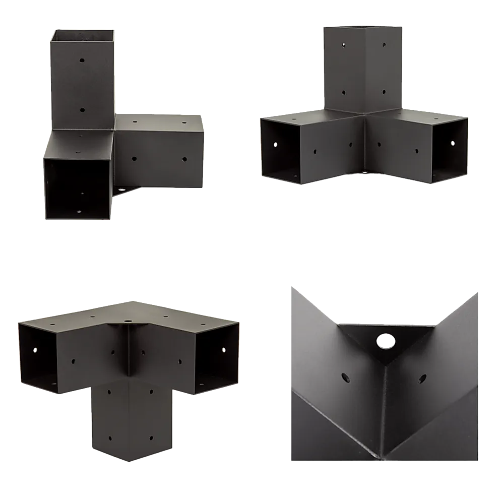 Durable Black Pergola Brackets DIY Set, Steel, Easy Install