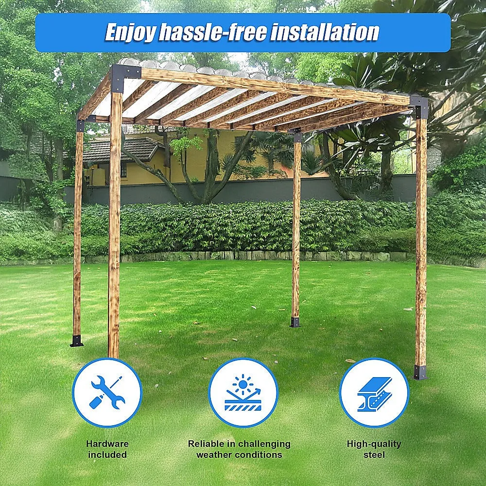 Durable Black Pergola Brackets DIY Set, Steel, Easy Install