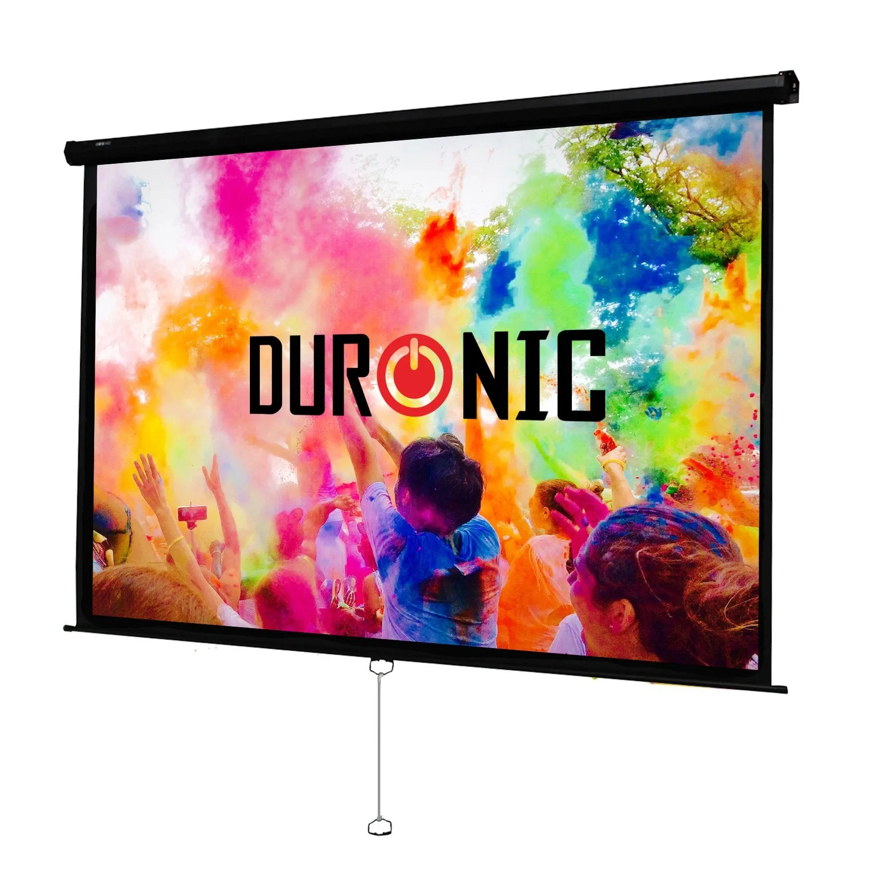 Duronic Projector Screen MPS100 /169, Manual Projection Screens, 100” Pull Down Movie Screen, 16:9 Ratio Home Theatre Cinema Screen, Ideal for Home, Classroom, Office Presentations