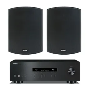 Earthquake Sound AWS-602B 6" Indoor Outdoor Speakers and Yamaha R-S202 2-Channel Stereo Receiver