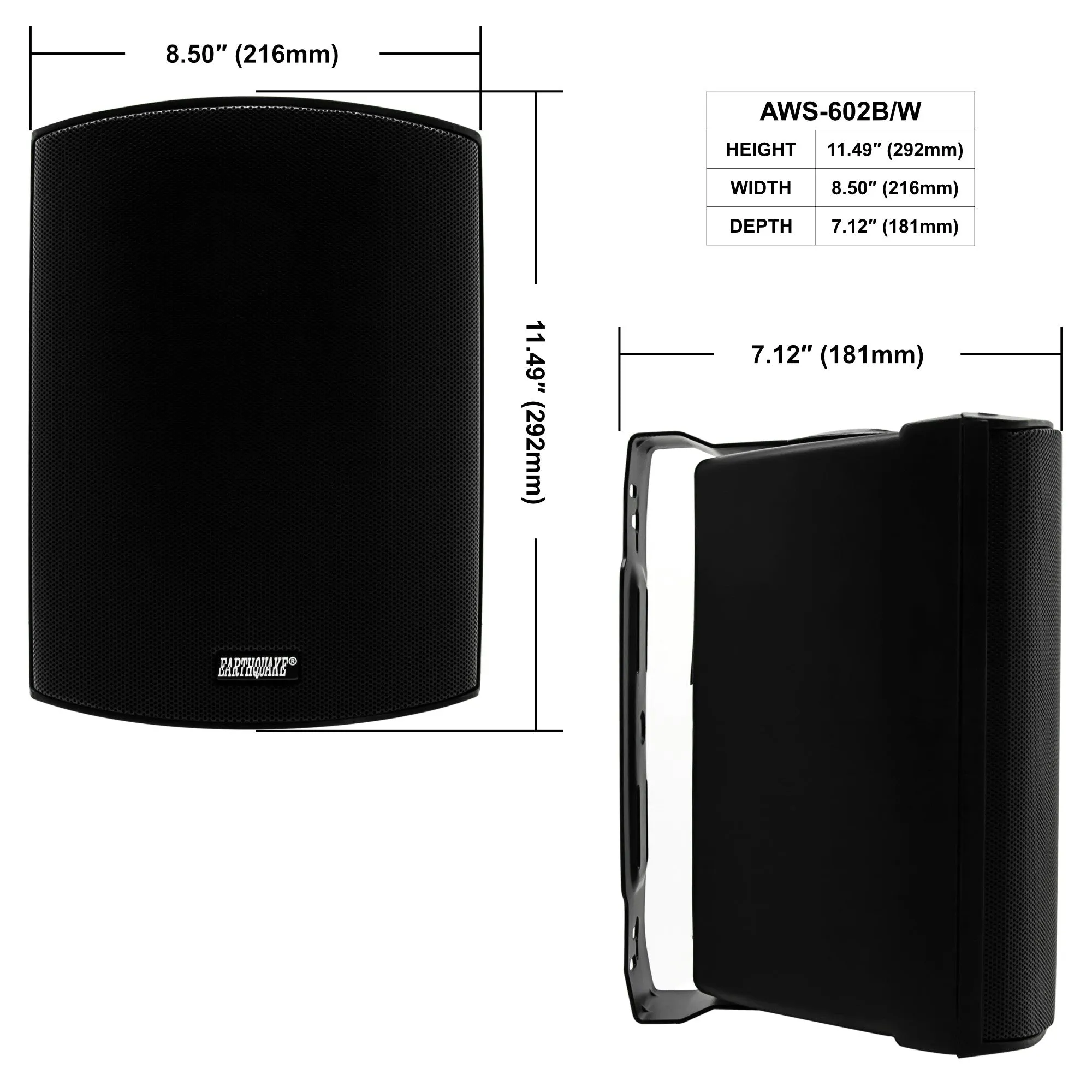 Earthquake Sound AWS-602B 6" Indoor Outdoor Speakers and Yamaha R-S202 2-Channel Stereo Receiver