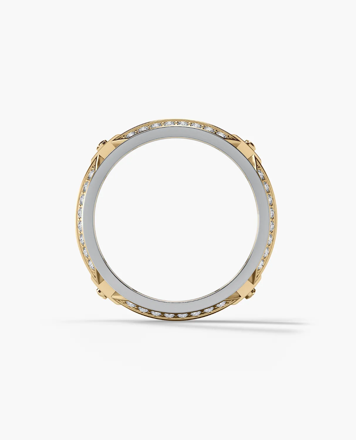 EMINENCE Two-Tone Gold Ring with 2.25ct Black & White Diamonds - Wide Version