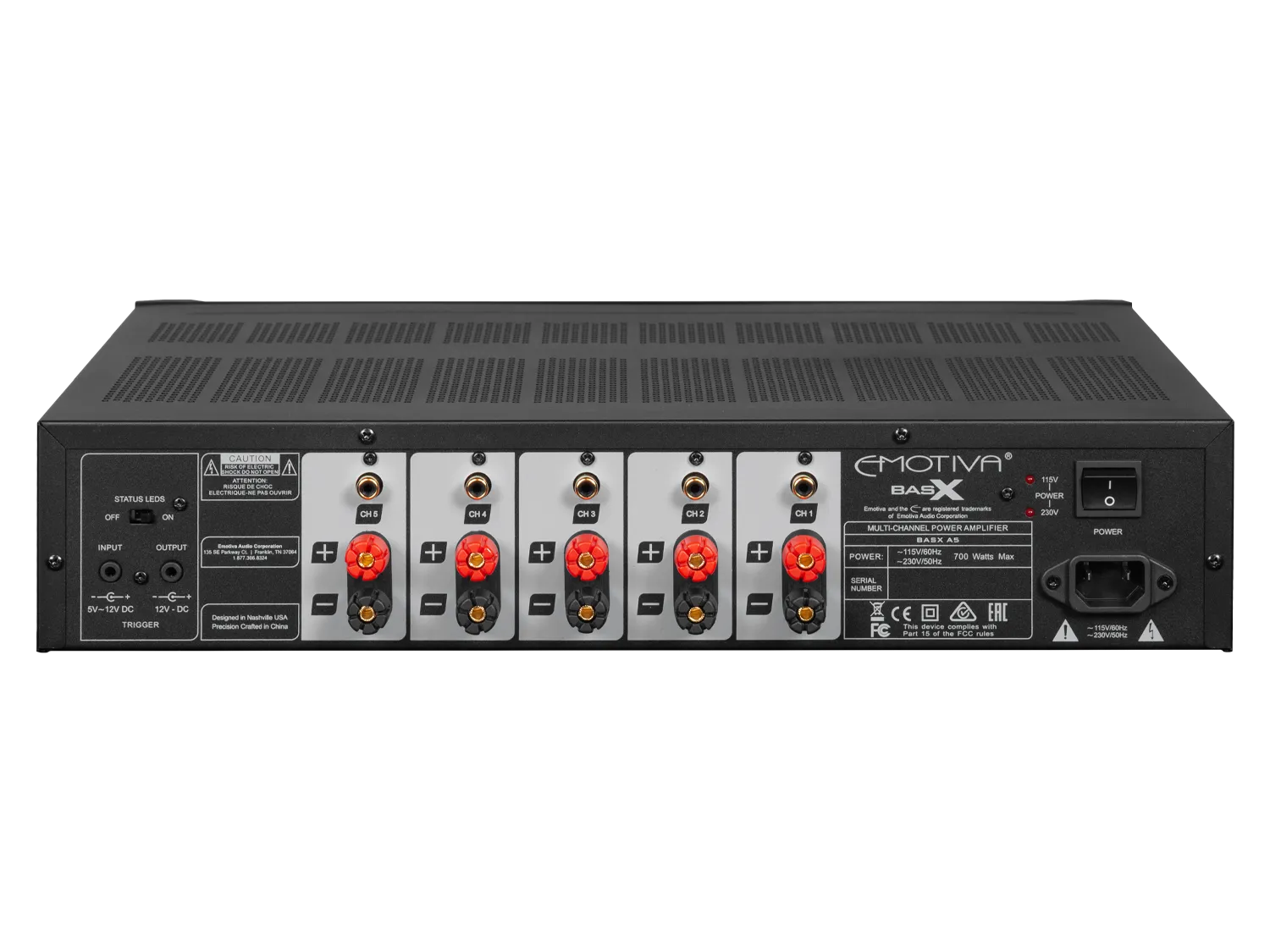 High-Performance Emotiva BasX A5 Five-Channel Power Amplifier for Enhanced Audio Experience