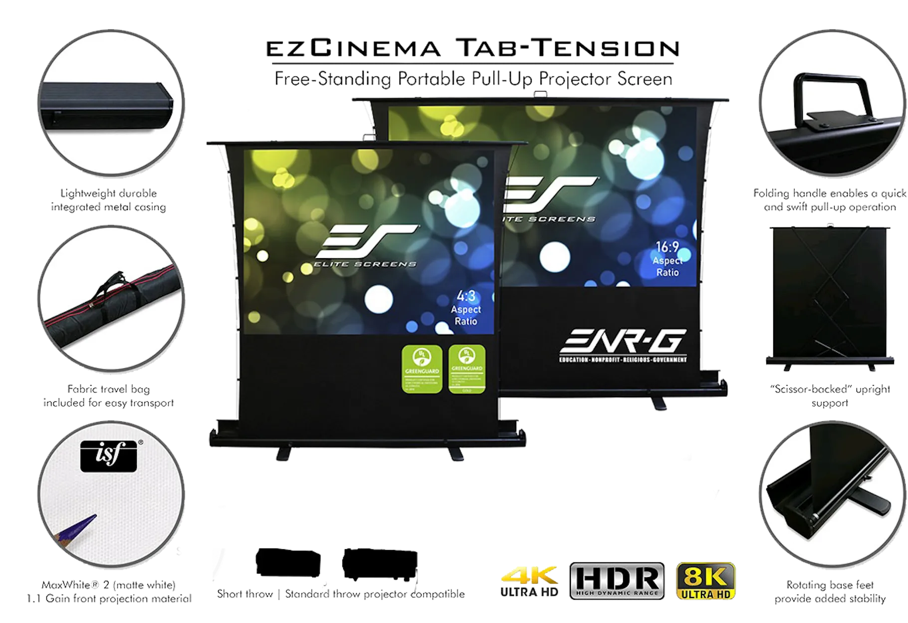 EZ CINEMA PLUS - PORTABLE PROJECTION SCREENS - SCISSOR SYSTEM