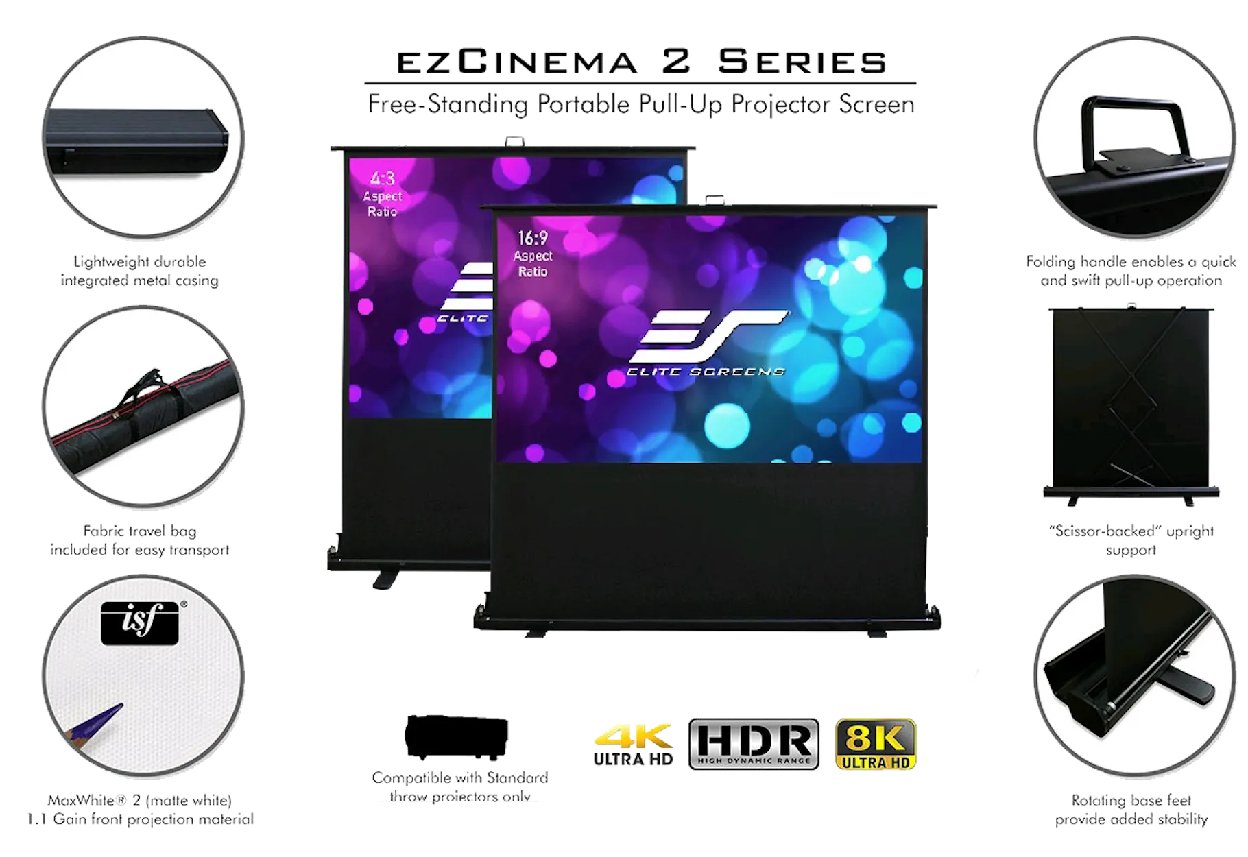EZ CINEMA PLUS - PORTABLE PROJECTION SCREENS - SCISSOR SYSTEM