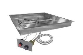 Firegear 26" Stainless Steel Square Pan Gas Fire Pit Insert FPB-26SBSTFS