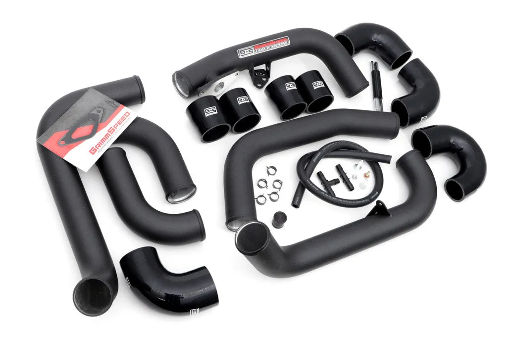Grimmspeed Front Mount Intercooler Kit BLACK Coated [Inc. Black Piping] - Subaru 08-14 STI - 090254