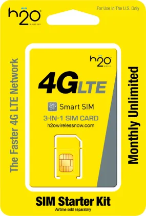H2O Wireless Land Line 12 Month $60 Unlimited Talk  Long Distance   Sim Kit   New Number
