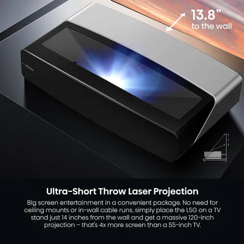 Hisense L5G 2700-Lumen XPR UHD 4K Smart Ultra-Short-Throw Laser DLP Projector & 120" Screen Bundle
