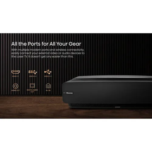 Hisense L5G 2700-Lumen XPR UHD 4K Smart Ultra-Short-Throw Laser DLP Projector & 120" Screen Bundle