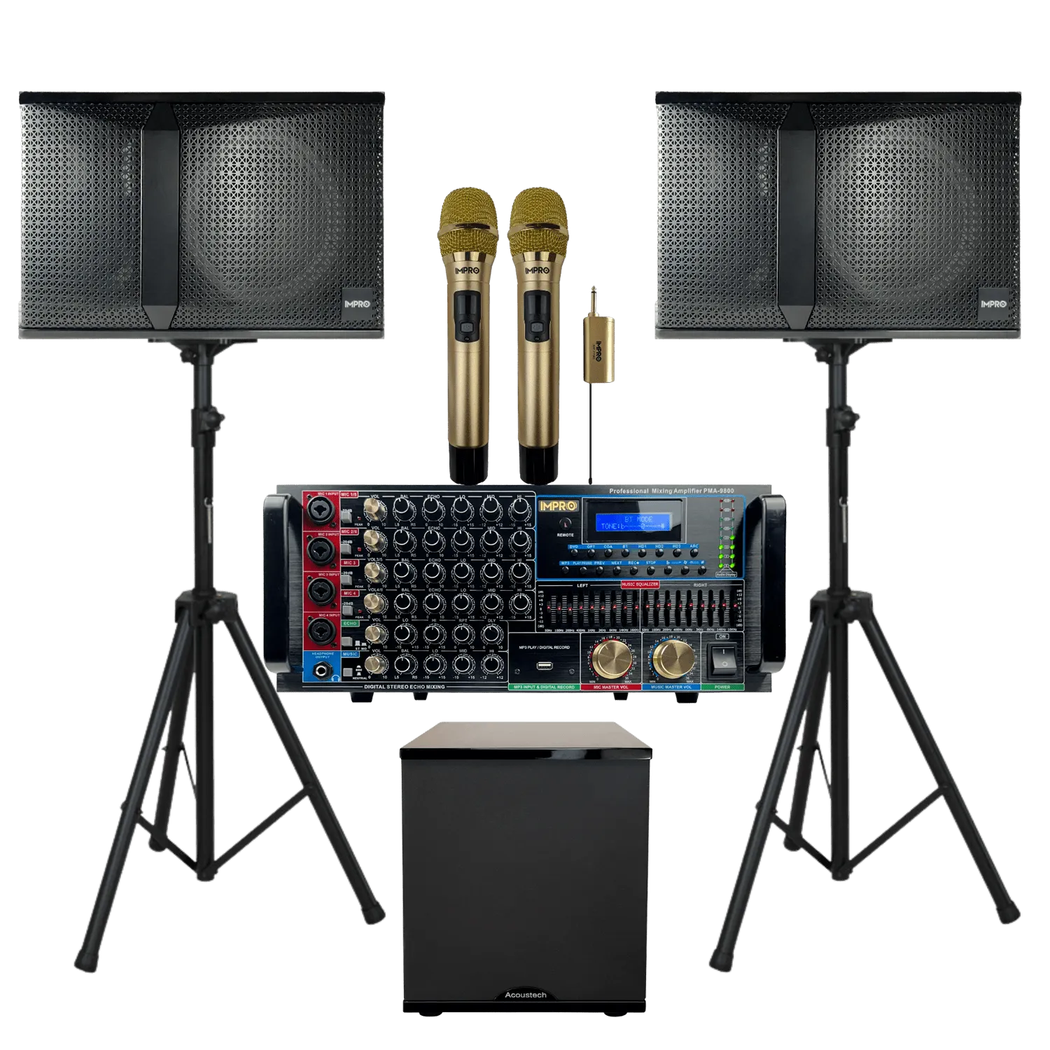 ImPro Epic Star Plus Package 1 with Mixing Amplifier, Speakers, Microphones, and Accessories (6 items)