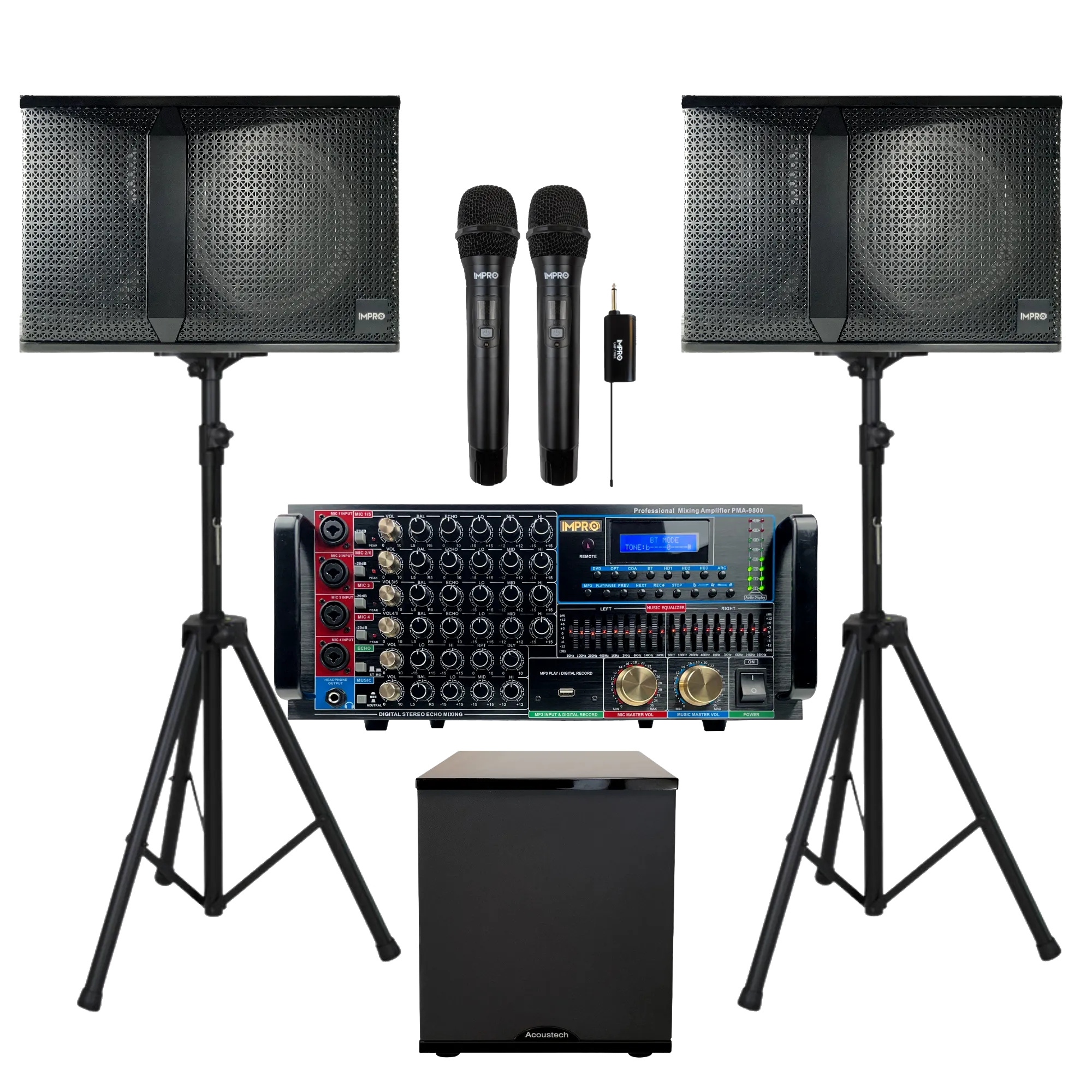 ImPro Epic Star Plus Package 1 with Mixing Amplifier, Speakers, Microphones, and Accessories (6 items)