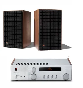 JBL L82 Classic 8" 2-Way Bookshelf Speaker Pair with JBL SA750 Integrated Amplifier Bundle