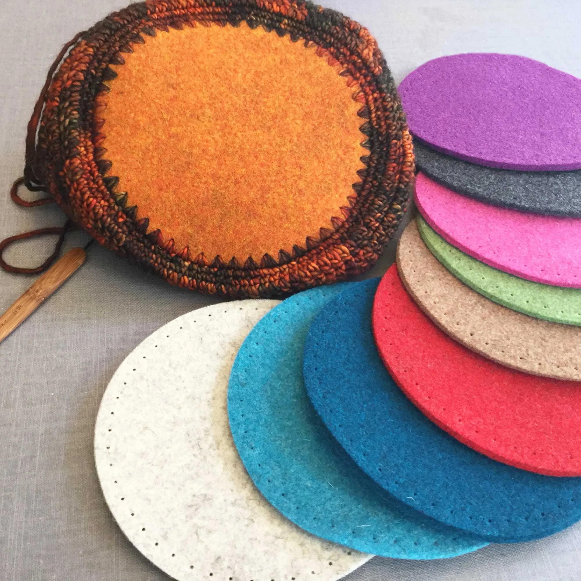 Joe's Toes Felt Bag or Bowl Base - Circle with Punch Holes