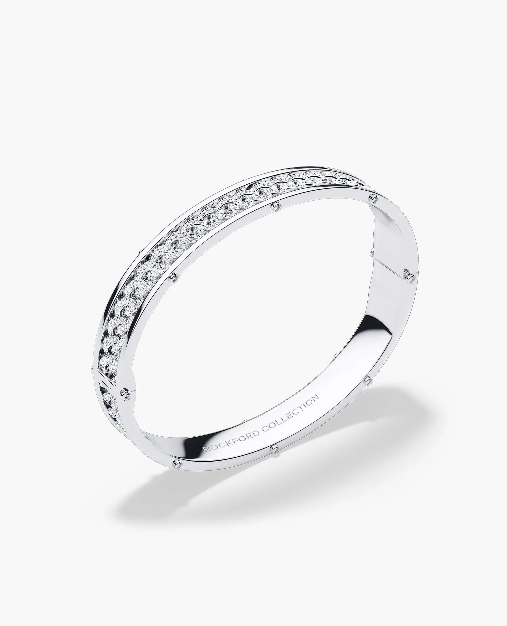 KENSINGTON Gold Cuban Link Bangle Bracelet with Diamonds