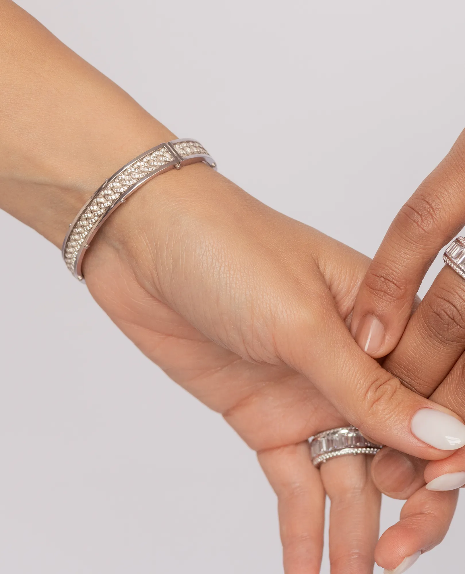 KENSINGTON Gold Cuban Link Bangle Bracelet with Diamonds
