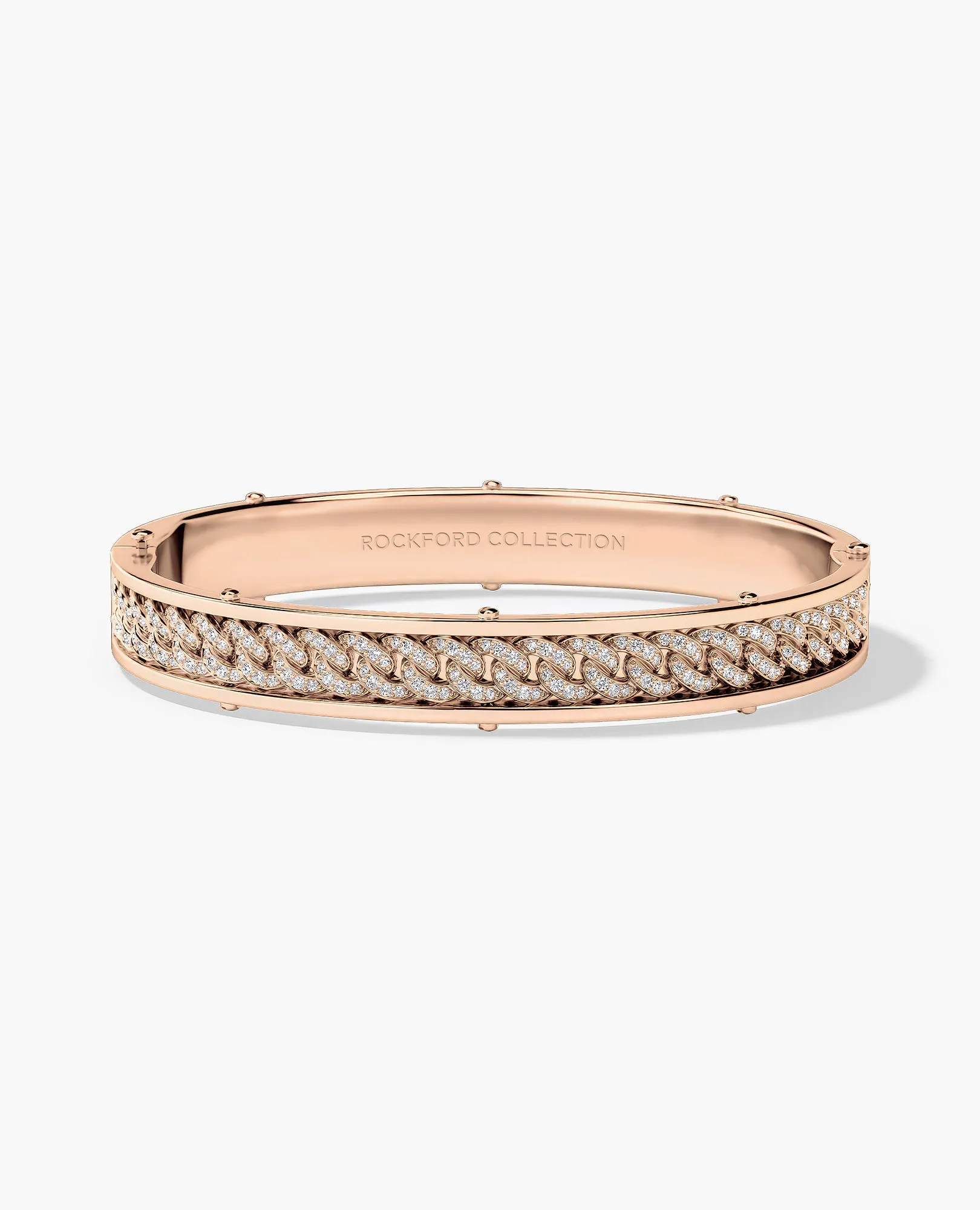 KENSINGTON Gold Cuban Link Bangle Bracelet with Diamonds