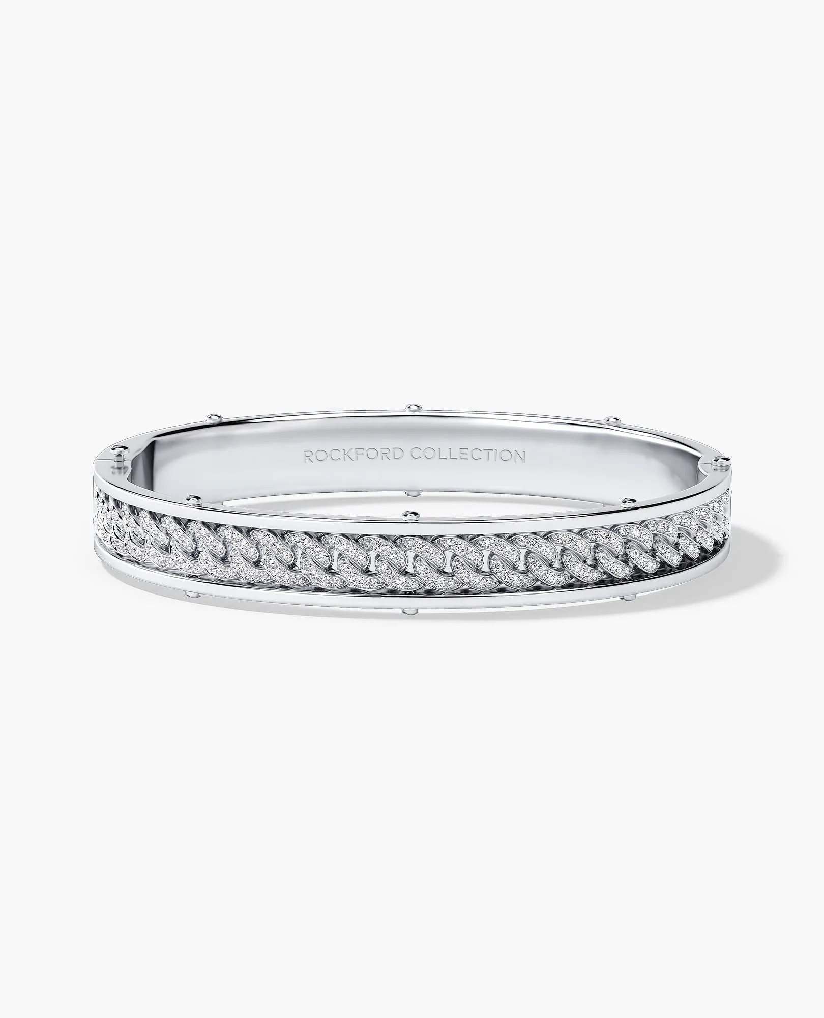 KENSINGTON Gold Cuban Link Bangle Bracelet with Diamonds