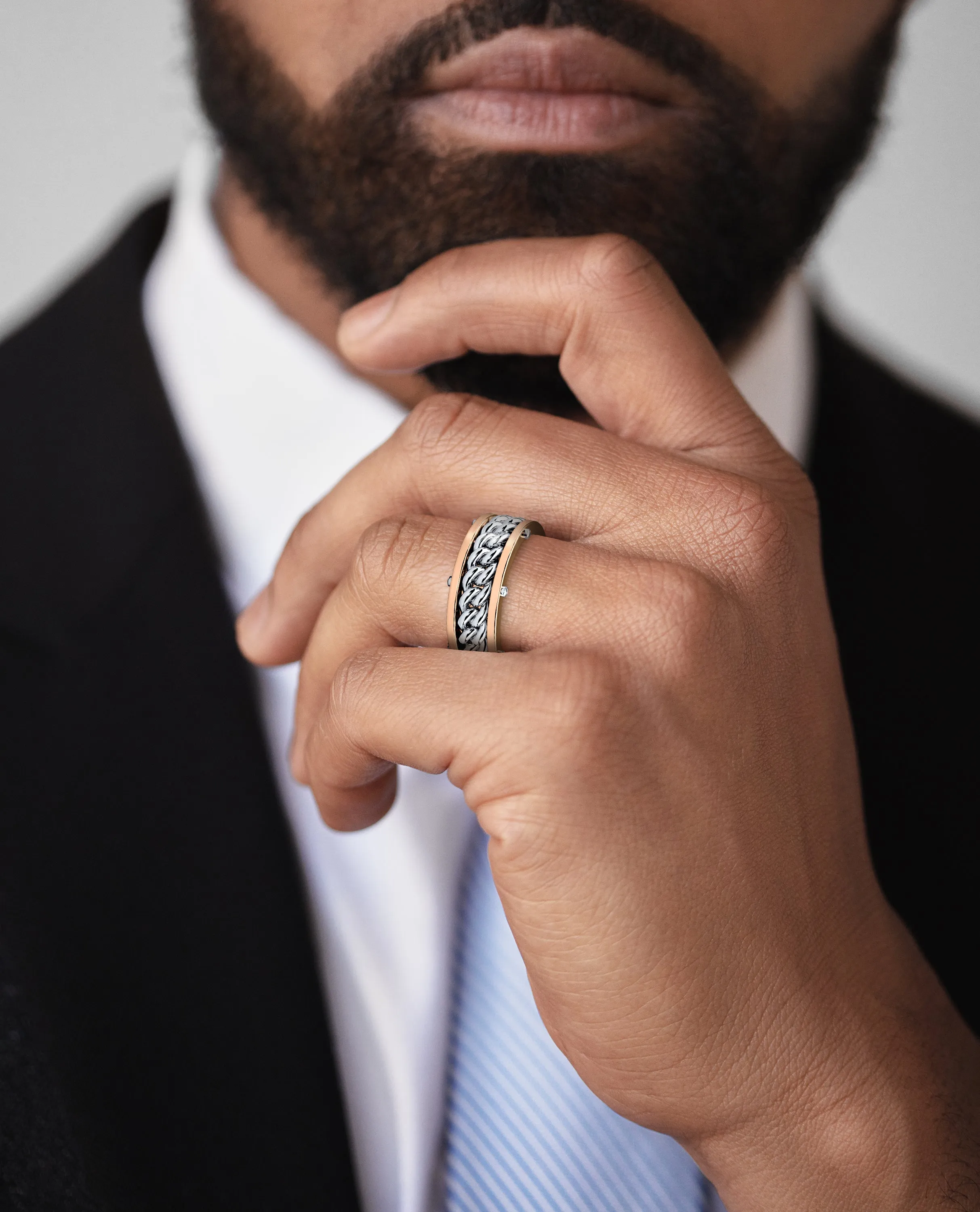 KENSINGTON Two Tone Gold Cuban Link Ring
