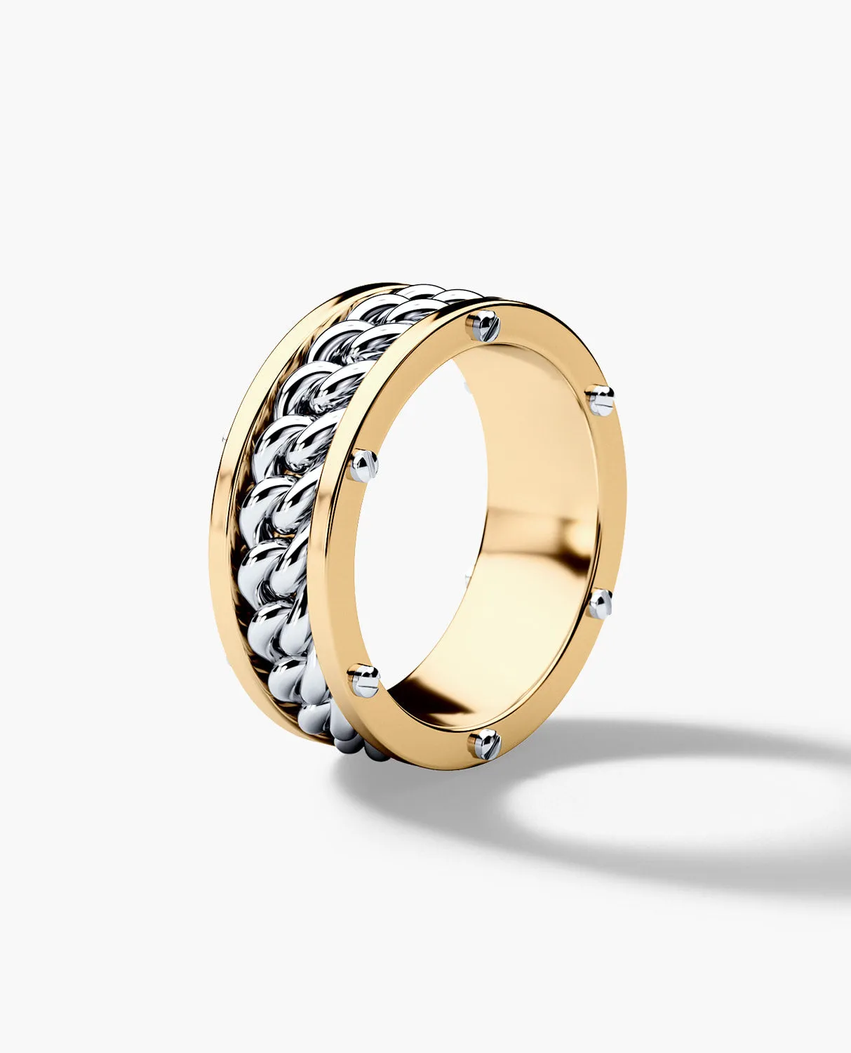 KENSINGTON Two Tone Gold Cuban Link Ring