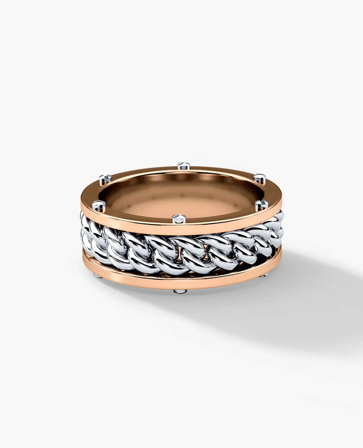 KENSINGTON Two Tone Gold Cuban Link Ring