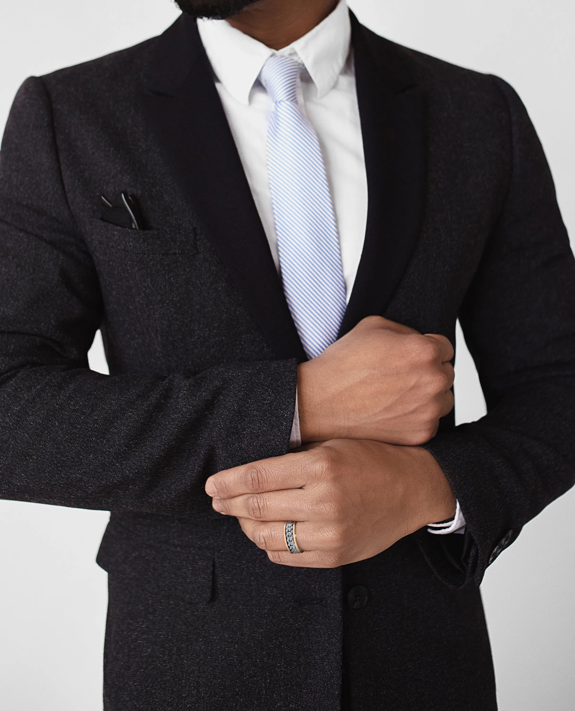 KENSINGTON Two Tone Gold Cuban Link Ring