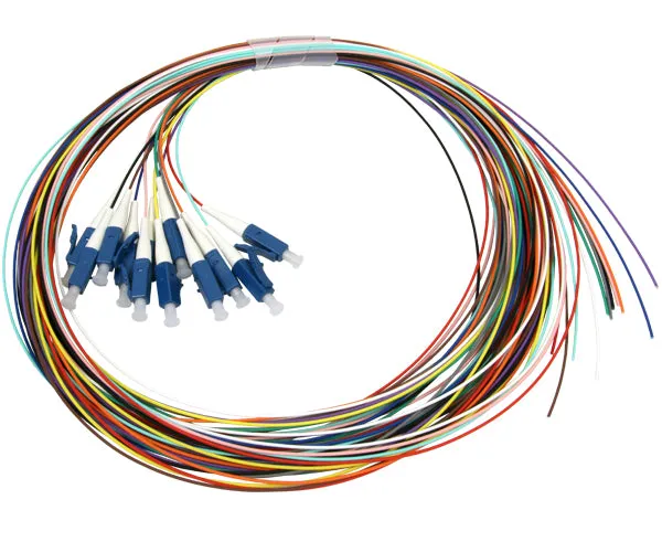 LC UPC 12 Fiber Single Mode Pigtail, Unjacketed, 2M