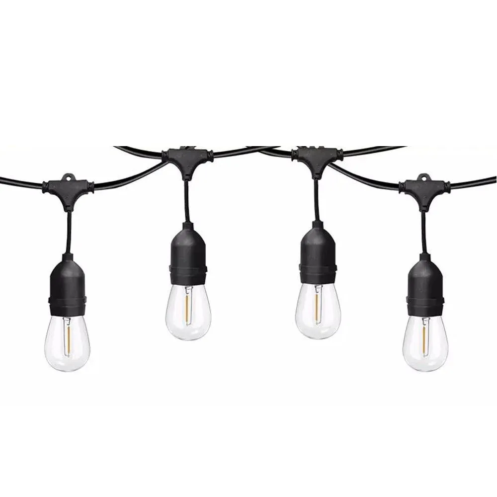 LED Outdoor Garden String Lights, 100FT/30M Festoon Patio Lights Mains Powered with 30 2 LED Filaments Shatterproof Waterproof IP65 Vintage Plastic Bulbs for Garden Party Wedding, Warm white