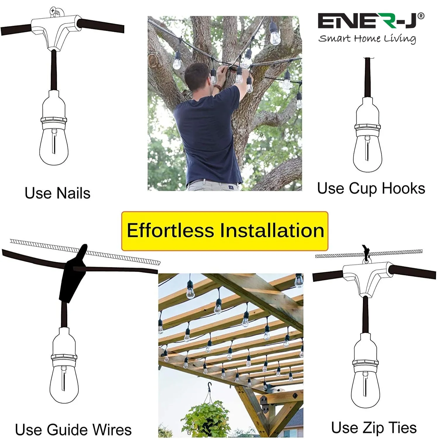 LED Outdoor Garden String Lights, 100FT/30M Festoon Patio Lights Mains Powered with 30 2 LED Filaments Shatterproof Waterproof IP65 Vintage Plastic Bulbs for Garden Party Wedding, Warm white