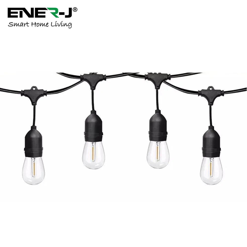 LED Outdoor Garden String Lights, 100FT/30M Festoon Patio Lights Mains Powered with 30 2 LED Filaments Shatterproof Waterproof IP65 Vintage Plastic Bulbs for Garden Party Wedding, Warm white
