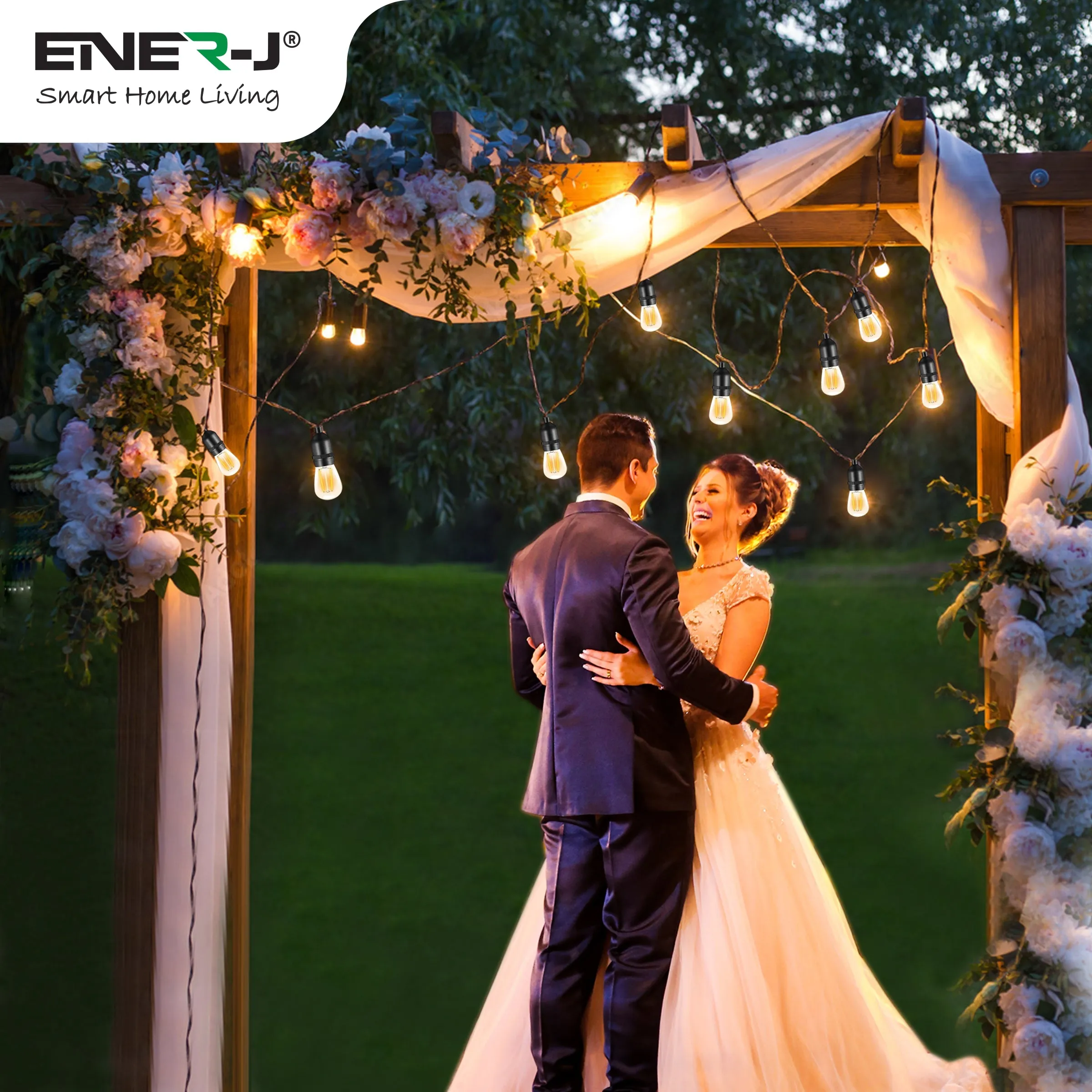 LED Outdoor Garden String Lights, 100FT/30M Festoon Patio Lights Mains Powered with 30 2 LED Filaments Shatterproof Waterproof IP65 Vintage Plastic Bulbs for Garden Party Wedding, Warm white