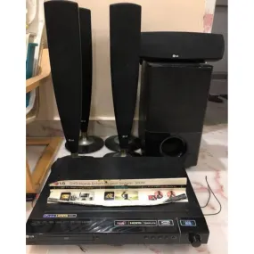 LG HT554TM 5.1Ch 500W Tall Boy DVD Home Theater System (USB, FM, Aux, Optical, HDMI Out) - Foreign Used