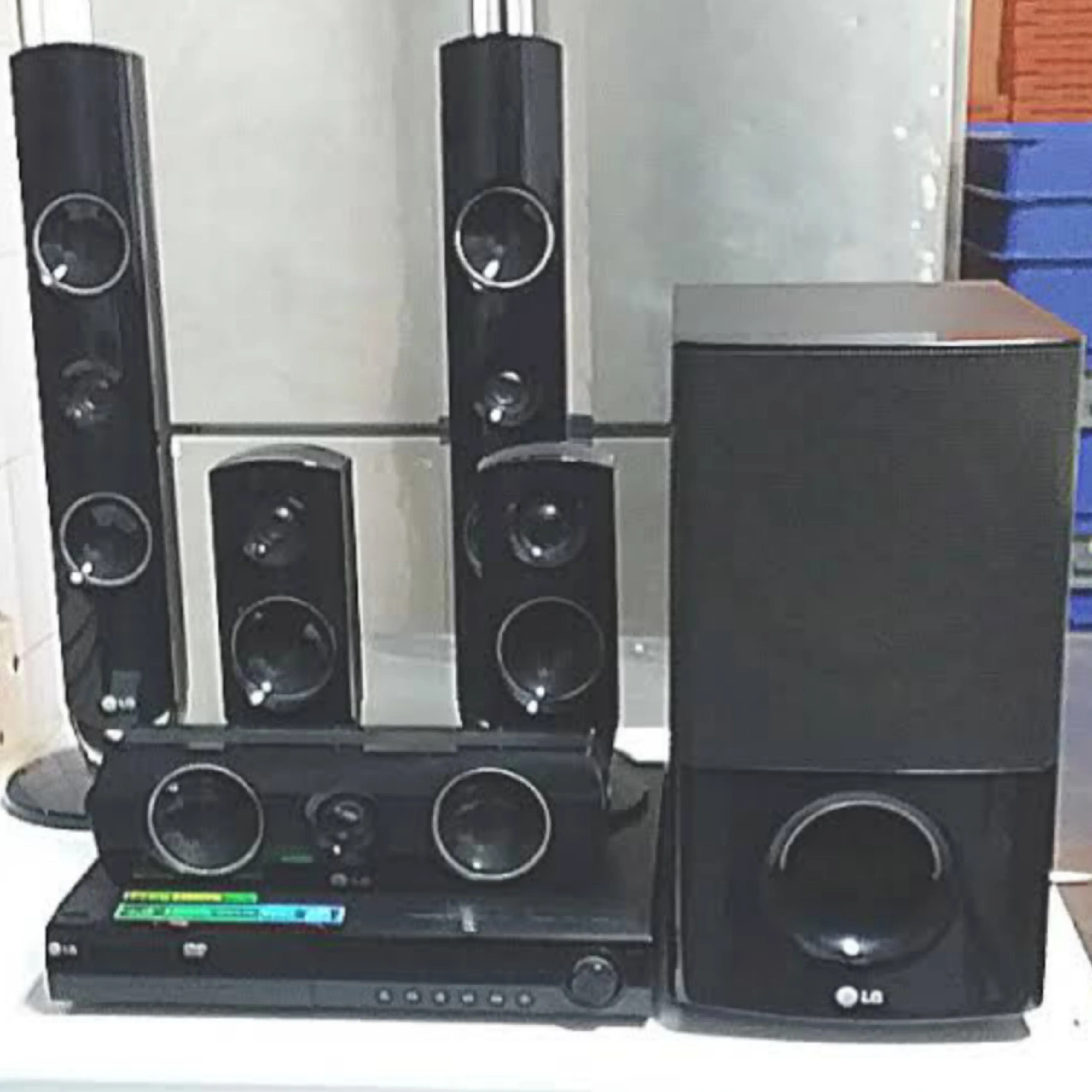 Foreign Used LG HT805PM 5.1Ch 850W DVD Home Cinema System with USB, FM, Aux, Optical, and HDMI Out
