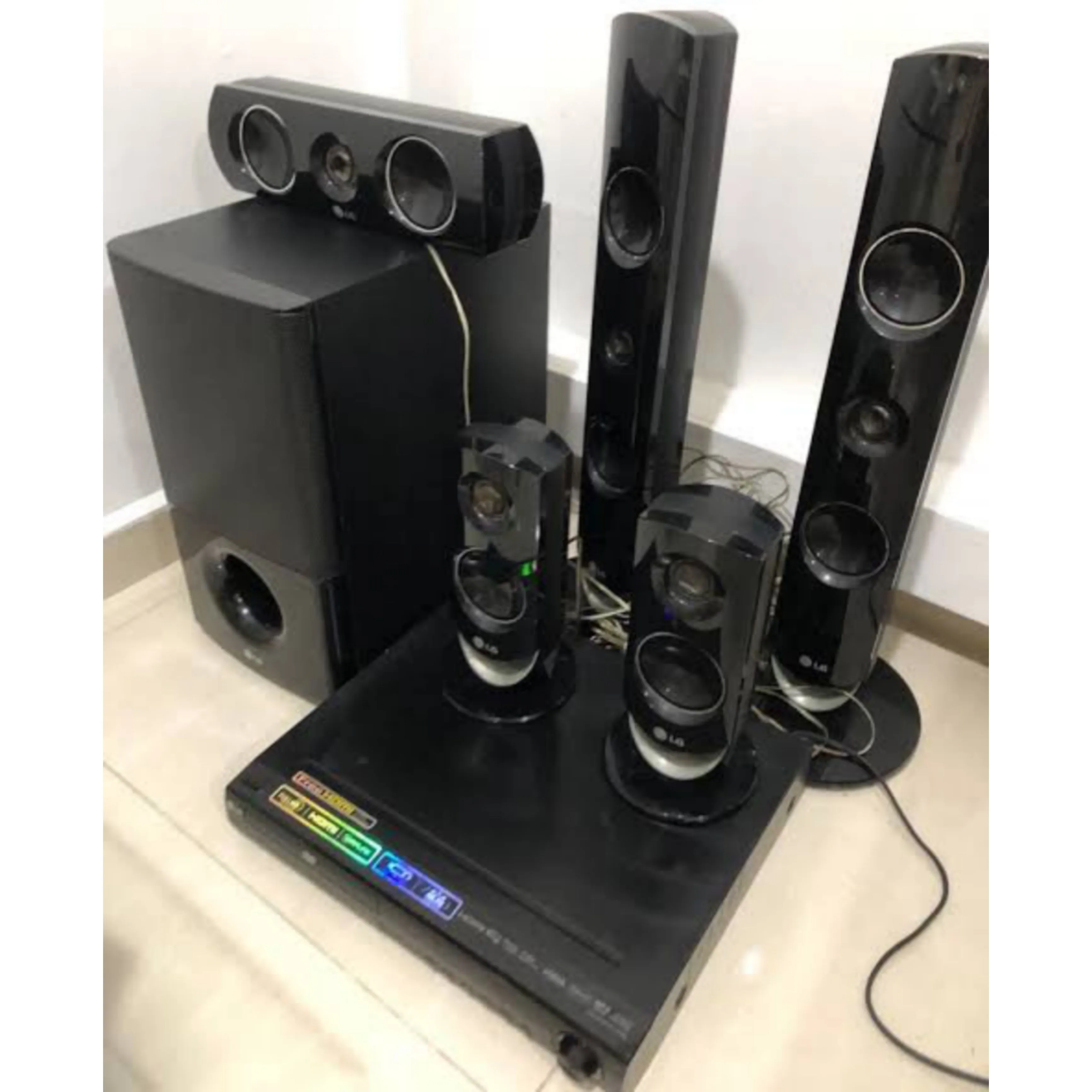 Foreign Used LG HT805PM 5.1Ch 850W DVD Home Cinema System with USB, FM, Aux, Optical, and HDMI Out