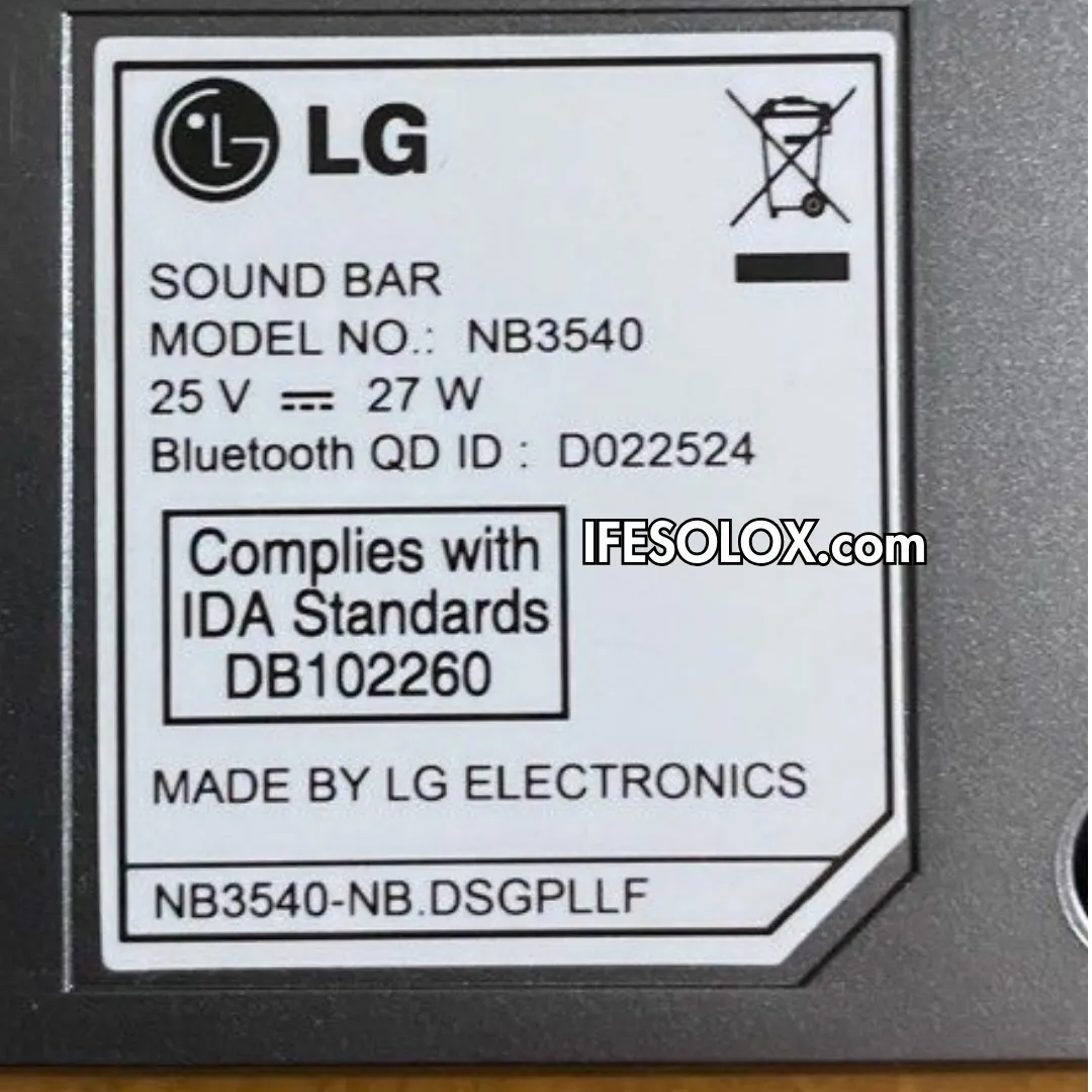 LG NB3540 2.1Ch 320W High Resolution Bluetooth Sound Bar with Wireless Subwoofer - Foreign Used