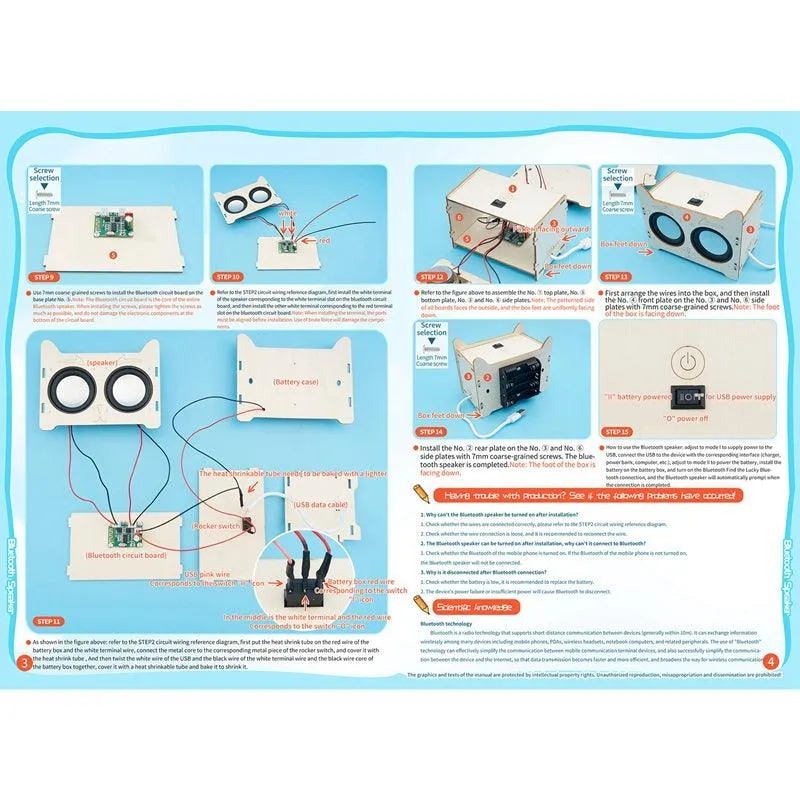 Lucky Cat DIY Wireless Bluetooth Speaker Educational Electronic Science Experiment Production Kit STEM